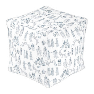 Pride and Prejudice Toile de Jouy Pouf