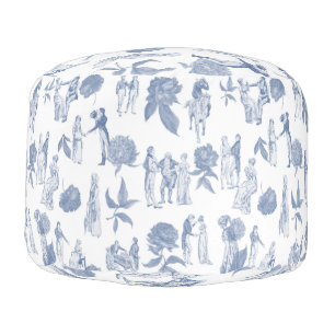 Pride and Prejudice Toile de Jouy Pouf