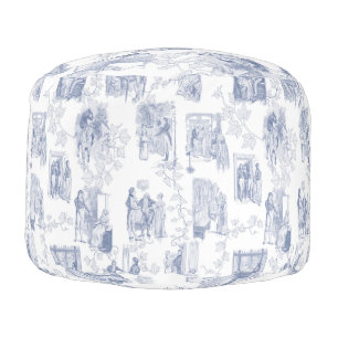 Pride and Prejudice Toile de Jouy Pouf