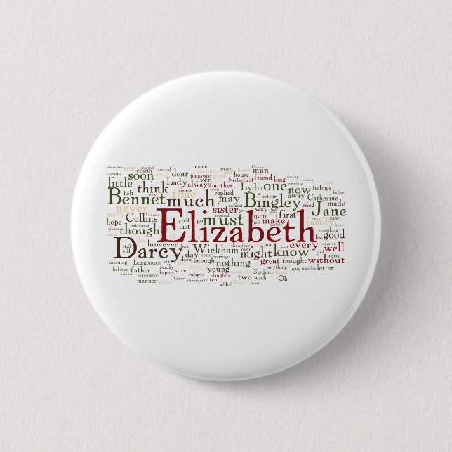 Pride and Prejudice Word Cloud Button (Front)