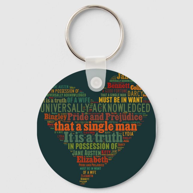 Pride and Prejudice Word Cloud Keychain (Front)