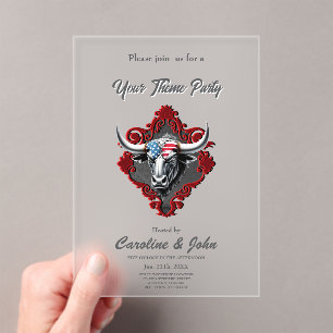 Pride and strength, an American bull Acrylic Invitations