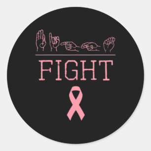 Pride Asl Fight Breast Cancer Awareness Ribbon Gif Classic Round Sticker
