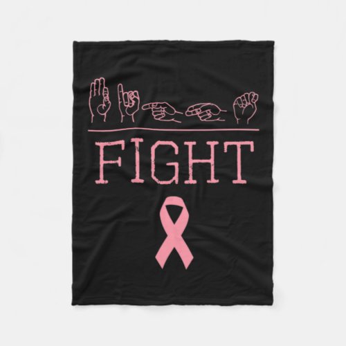 Pride Asl Fight Breast Cancer Awareness Ribbon Gif Fleece Blanket