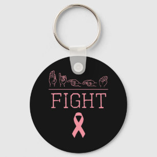 Pride Asl Fight Breast Cancer Awareness Ribbon Gif Keychain