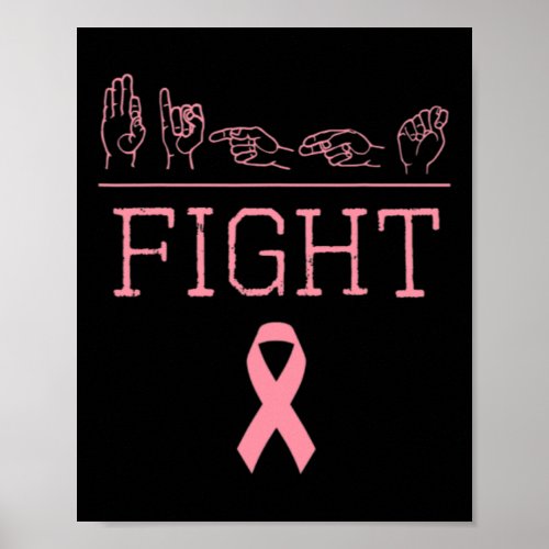 Pride Asl Fight Breast Cancer Awareness Ribbon Gif Poster