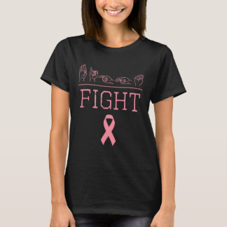 Pride Asl Fight Breast Cancer Awareness Ribbon Gif T-Shirt