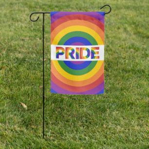 PRIDE Bold Geometric Rainbow Bullseye 2-sided Garden Flag