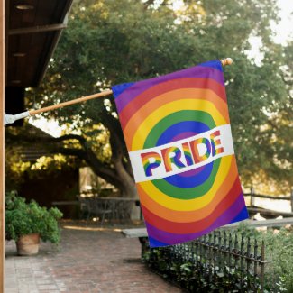 PRIDE Bold Geometric Rainbow Bullseye House Flag