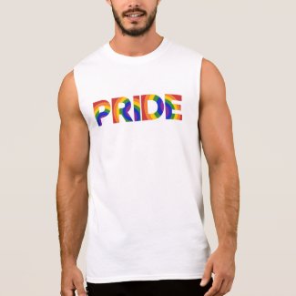 PRIDE Bold Geometric Rainbow Letters Sleeveless Shirt