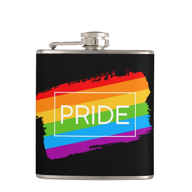 Pride Brushstroke Rainbow Flask (Front)