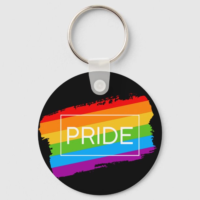 Pride Brushstroke Rainbow Keychain (Front)