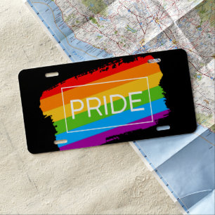 Pride Brushstroke Rainbow License Plate