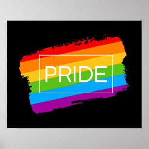 Pride Brushstroke Rainbow Poster