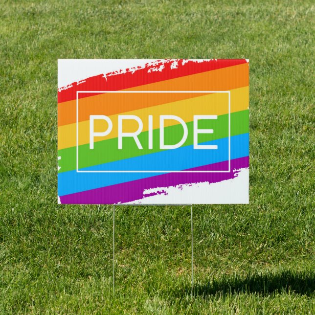 Pride Brushstroke Rainbow Sign (Insitu)