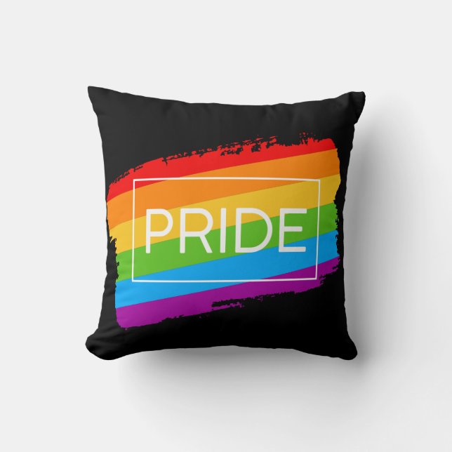 Pride Brushstroke Rainbow Throw Pillow (Front)