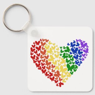 Pride Butterfly Heart– LGBTQ+ Flag Colors  Keychain