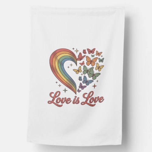Pride Butterfly Heart Love Is Love Shirt Design_1 House Flag