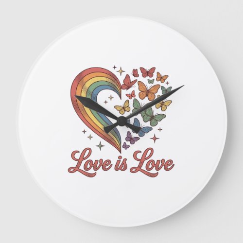 Pride Butterfly Heart Love Is Love Shirt Design_1 Large Clock