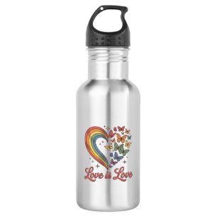 Pride Butterfly Heart Love Is Love Shirt Design_1 Stainless Steel Water Bottle