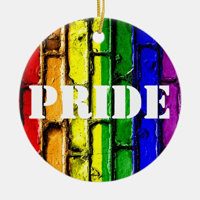 PRIDE Christmas Ornament Rainbow Brick (Front)