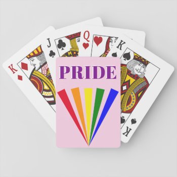 Pride Colorful Lgbt Rainbow Rays Typography Playing Cards by cooldesignsbymar at Zazzle