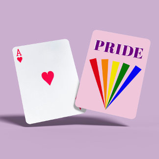 PRIDE colorful lgbt rainbow rays typography Poker Cards