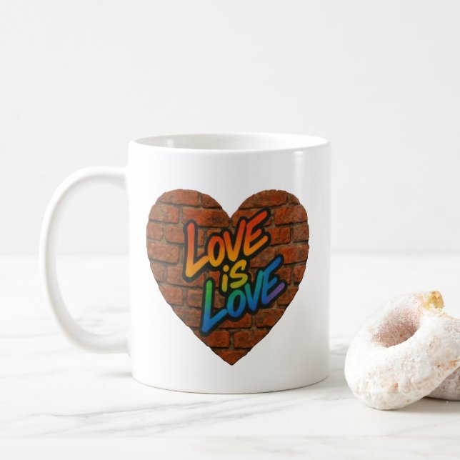 Pride Colorful Love is Love Coffee Mug (With Donut)