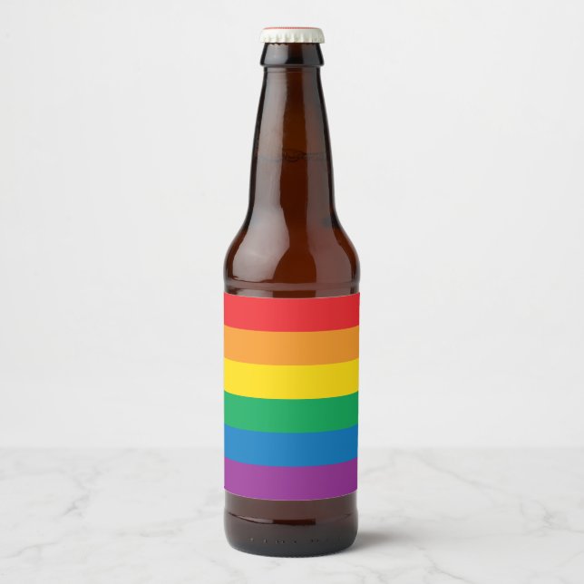 Pride | Colorful Rainbow Design Beer Bottle Label (Front)