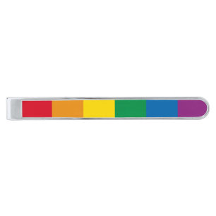 Pride   Colorful Rainbow Design Silver Finish Tie Clip