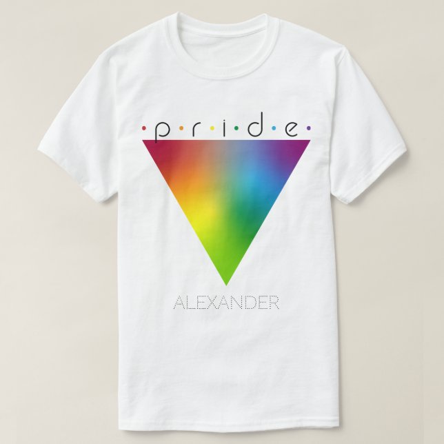 Pride Colorful Rainbow Triangle Gay LGBTQ Name T-Shirt (Design Front)