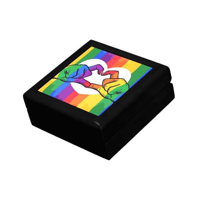 Pride Day Heart Hands Gift Box – LGBTQ+ Rainbow  (Side)