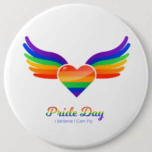 Pride day Heart Wing I Believe I Can Fly Button