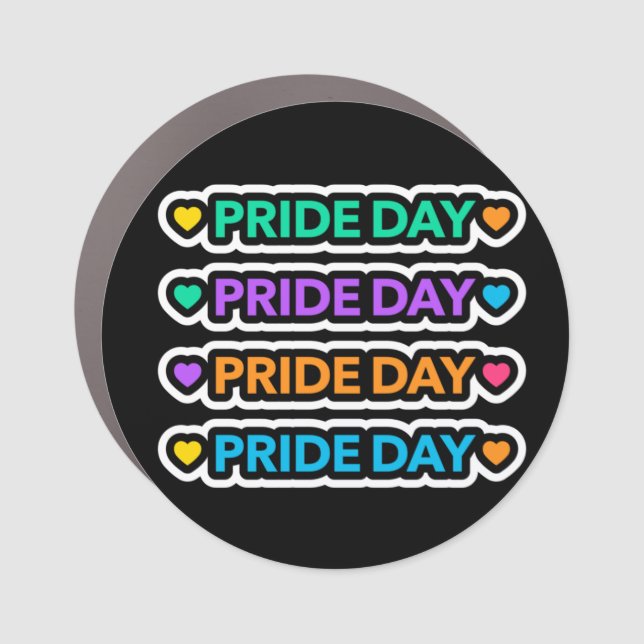 Pride day. LGBT+Pride. Rainbow heart.     Car Magn Magnet (Front)