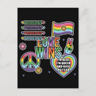 Pride day. Love wins. I'm queer and have no fear. Postcard