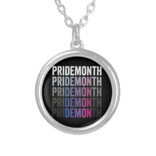Pride Demon Bisexual Bi Pride Month LGBTQ Gay Lesb Silver Plated Necklace