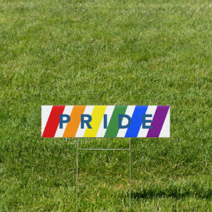 PRIDE Diagonal Rainbow Stripes Double-Sided Sign