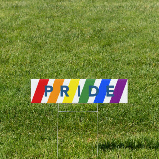 PRIDE Diagonal Rainbow Stripes Double-Sided Sign