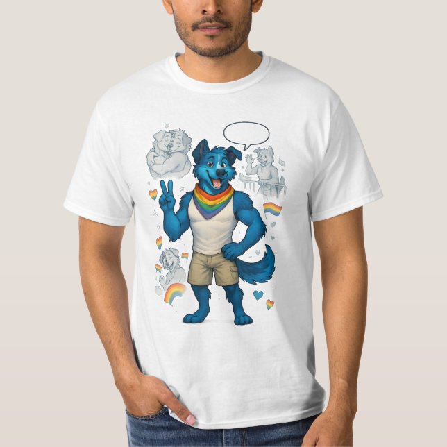 Pride dog with rainbow Halstuch & Speaking Bubble T-Shirt (Front)