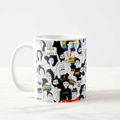 Pride Doodle LGBT Pride Merch LGBTQA Rainbow Gifts Coffee Mug