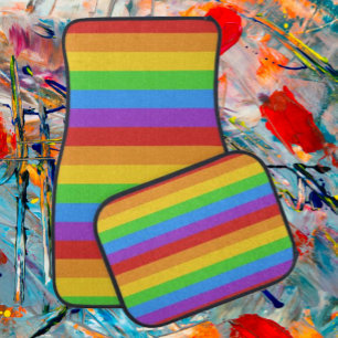 Pride Drive: Horizontal Rainbow Flag Car Floor Mat