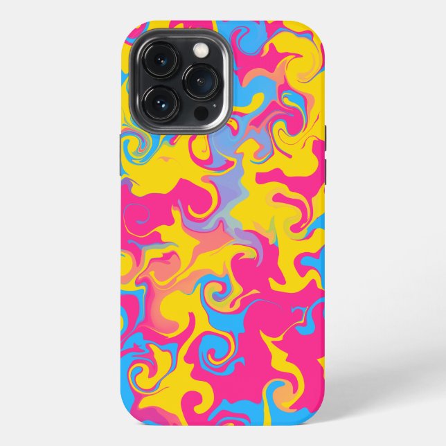 Pride Equality Pan Flag Marble Abstract Pattern Iphone Case (Back)