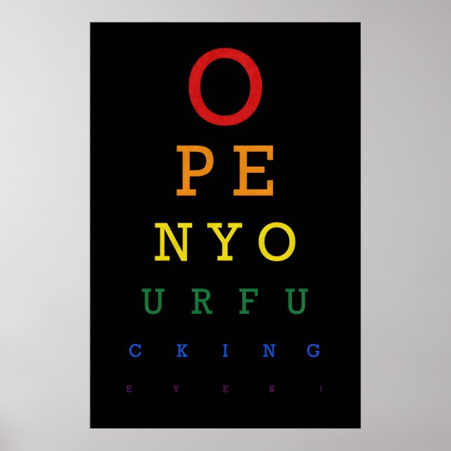 PRIDE Eye Test Chart Art Print Funny LGBTQ+ Slogan (Front)