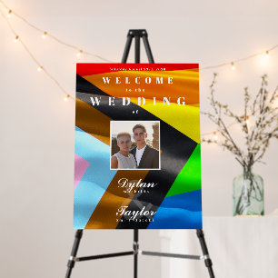 Pride Flag Bold Typography Wedding Welcome Sign