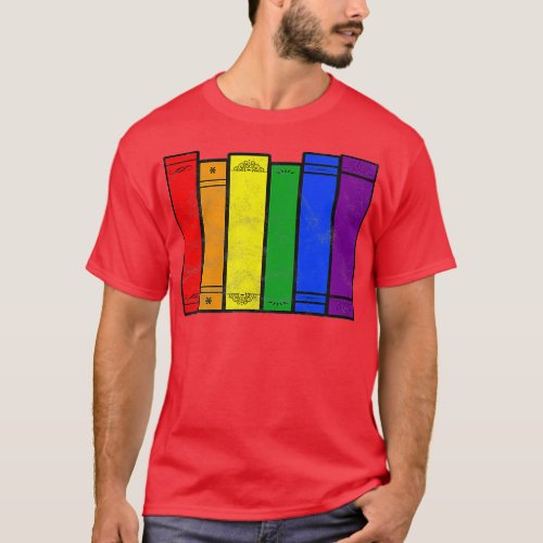 Pride Flag Books Bookish Rainbow Queer Reader Gay  T_Shirt