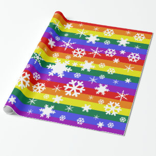 Pride Flag Christmas Snowflake Pattern Wrapping Paper