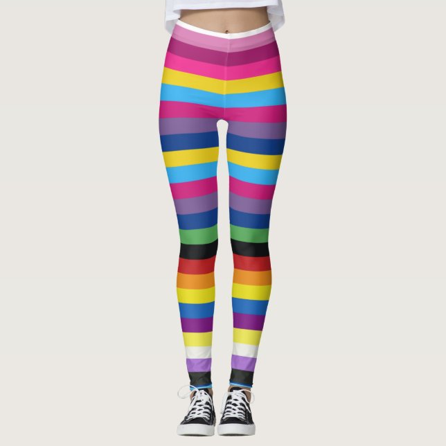 Pride Flag Color Stripes Leggings (Front)