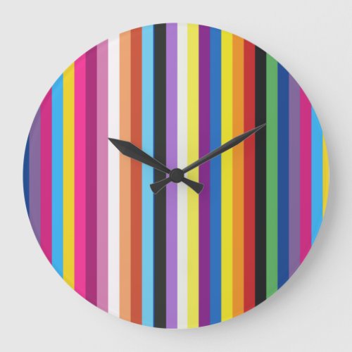 Pride Flag Colorful Stripes Pattern Large Clock