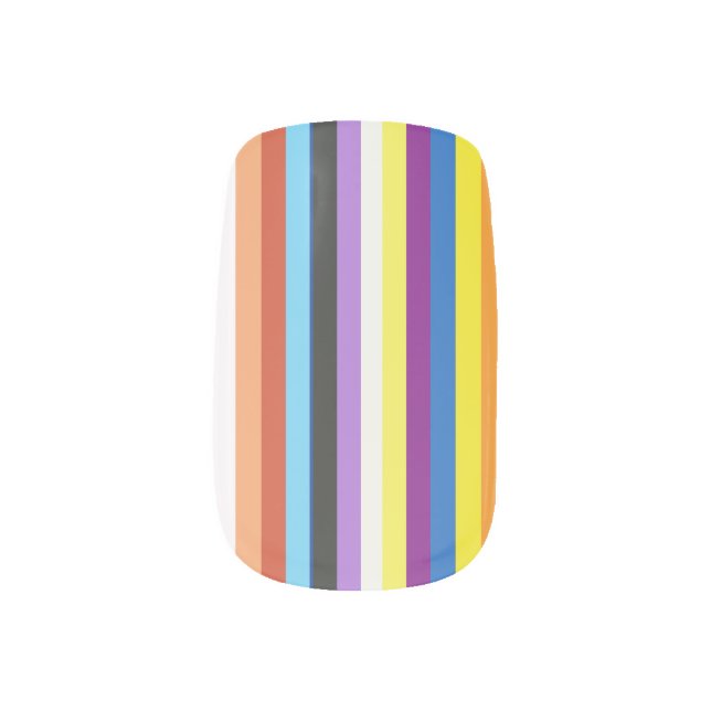 Pride Flag Colorful Stripes Pattern Minx Nail Art (Left Thumb)