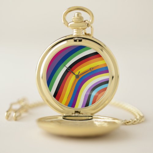 Pride Flag Colorful Stripes Pattern Pocket Watch